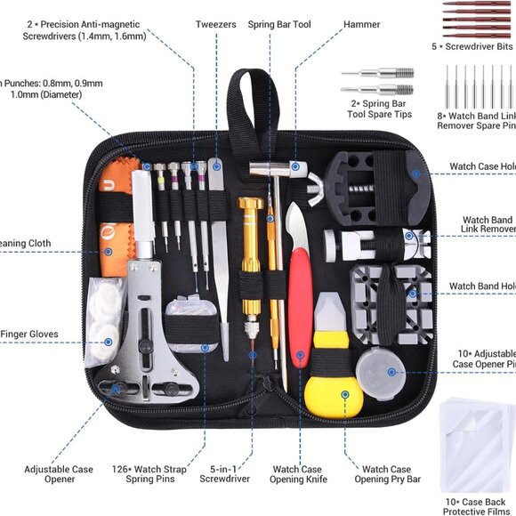 Watch Repair Kit Heavy Duty Watch Link Removal Battery Replacement Band Tool Kit - Picture 6 of 6